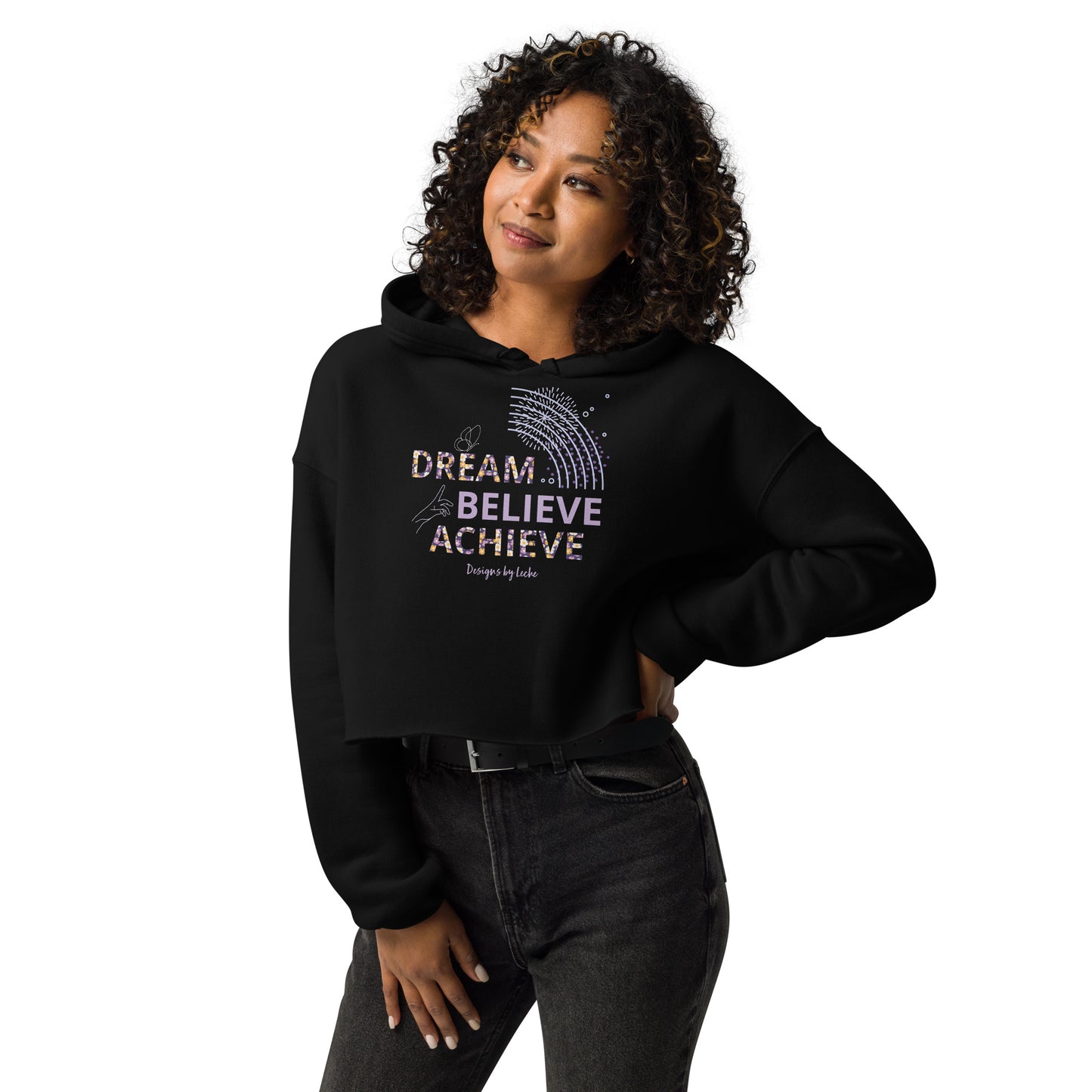 Dreamers Cropped Hoodie - Butterfly Graphic Sweatshirt