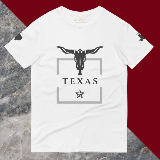 Texas Longhorn Graphic Tee | Grey Border | Cotton Short Sleeve