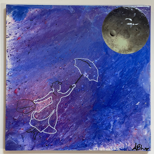 Lunar Magic 12x12" Wood Painting - UV Glow in the Dark