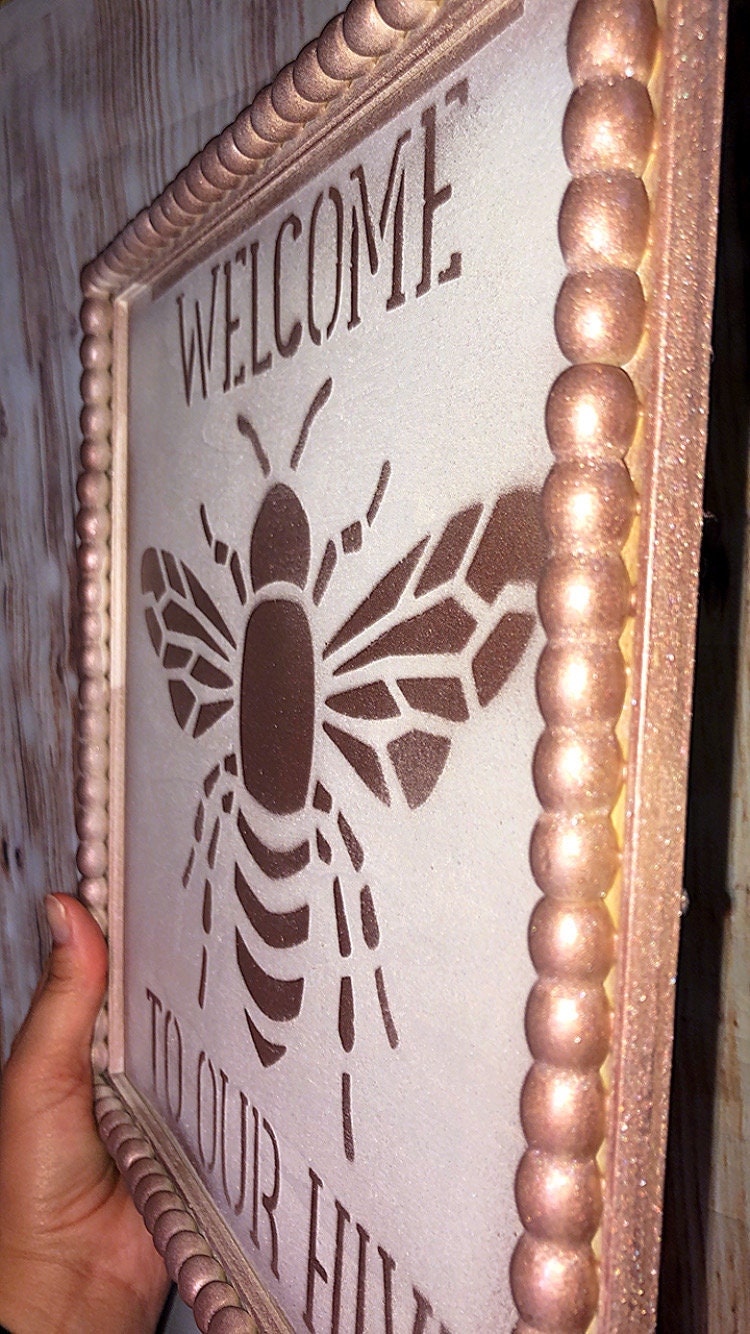 Welcome to our Hive Wall Hanging - Pearl Edge - Home Decor