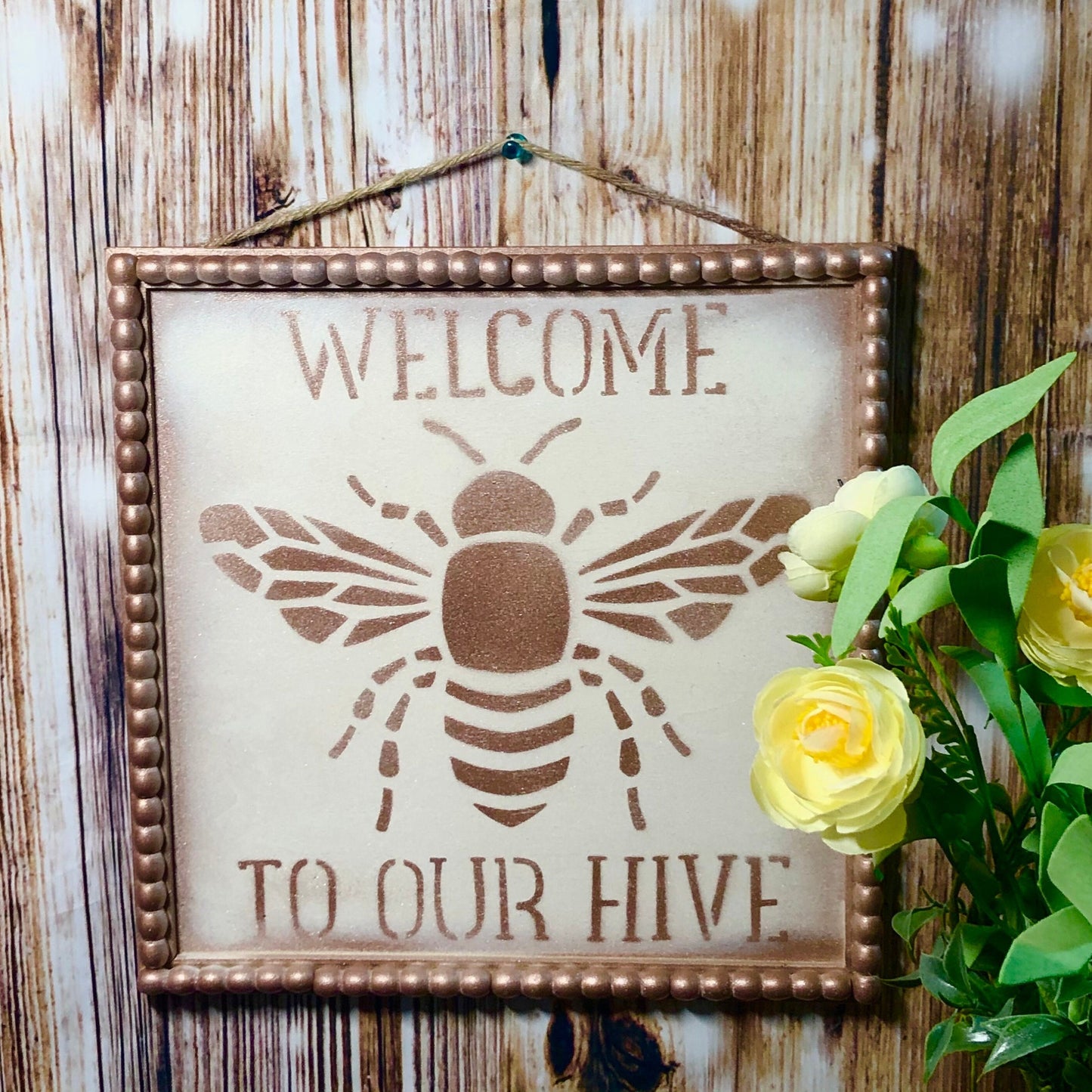 Welcome to our Hive Wall Hanging - Pearl Edge - Home Decor