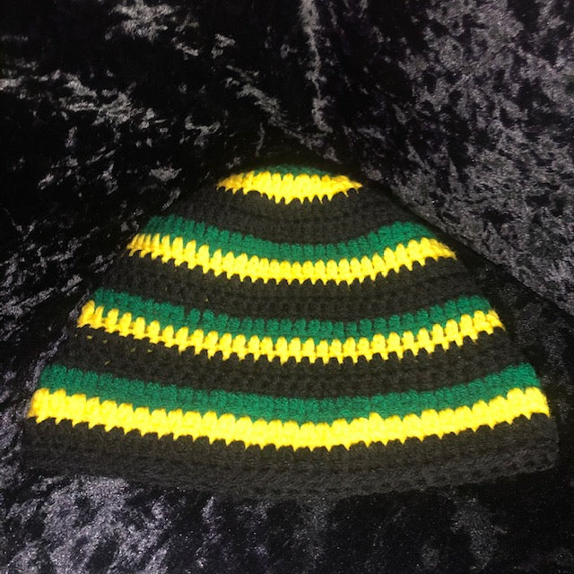 Jamaican Flag Brimless Crochet Beanie