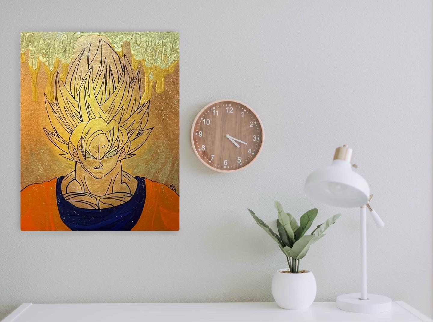 'Golden Saiyan' Anime Acrylic Painting 18X24"