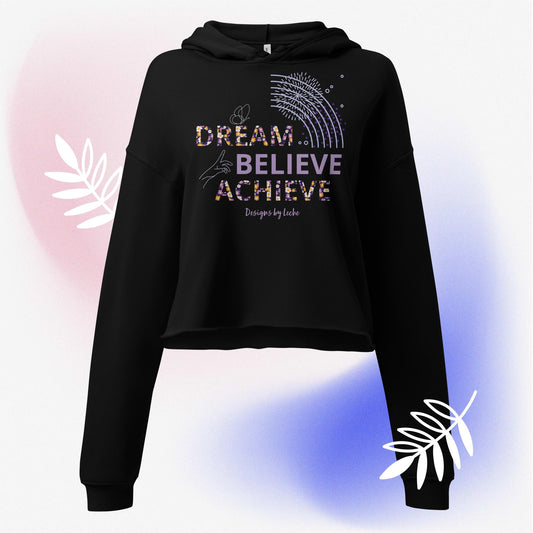 Dreamers Cropped Hoodie - Butterfly Graphic Sweatshirt